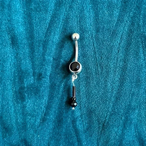 Set of 5 Jeweled Naval Piercings Stainless Steel Barbell Dangle Gems - Picture 5 of 8